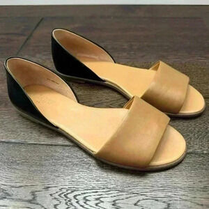 J. Crew Two-Tone Tan and Black Open-Toe Sandals